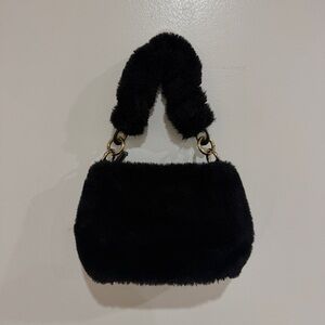Elegant Black Faux Fur Handbag